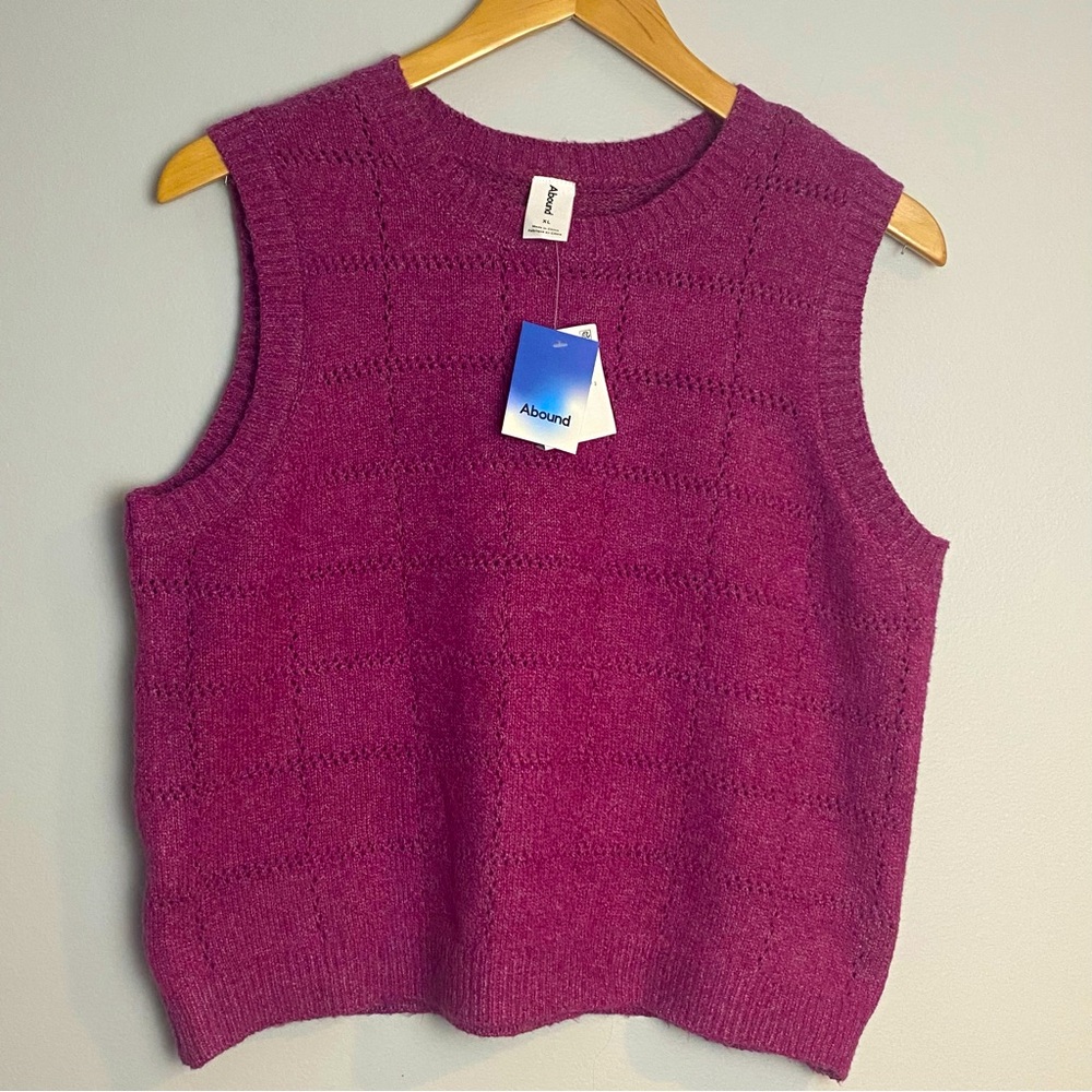 Abound Magenta Textured Crew Neck Knit Sweater Vest XL